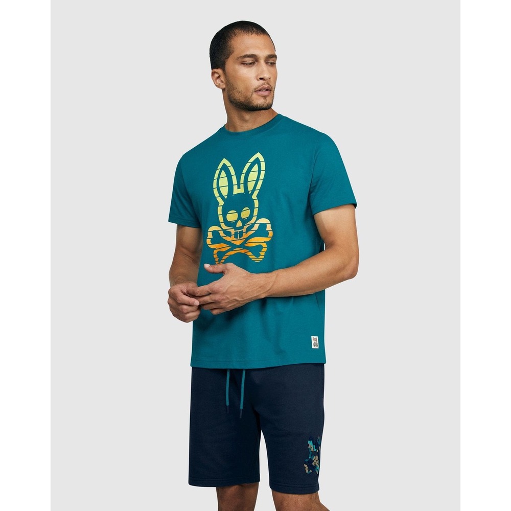 Psycho Bunny Mens Pima Cotton Kentmere Graphic T-Shirt Size 5 Medium Edgy Preppy